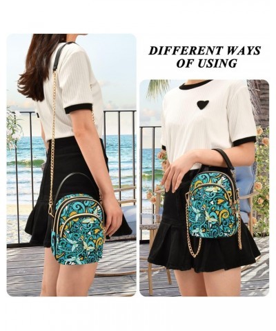 Yellow Leaves and Blue Butterflies Small Crossbody Bag Quilted Handbags for Women Chain Shoulder Bag $12.48 Shoulder Bags