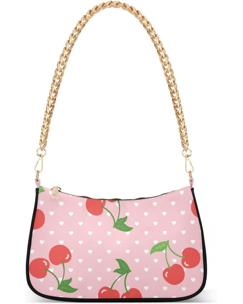 Cherry Fruit Heart Shoulder Bags for Women Small Handbags Mini Clutch Purse $14.40 Clutches