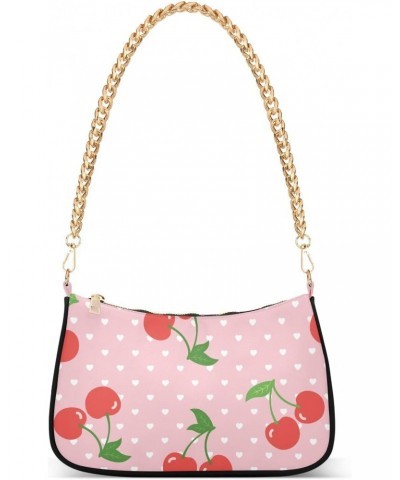 Cherry Fruit Heart Shoulder Bags for Women Small Handbags Mini Clutch Purse $14.40 Clutches