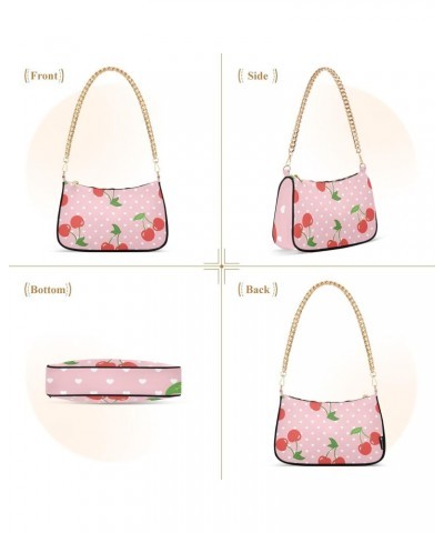 Cherry Fruit Heart Shoulder Bags for Women Small Handbags Mini Clutch Purse $14.40 Clutches