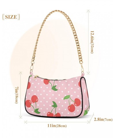 Cherry Fruit Heart Shoulder Bags for Women Small Handbags Mini Clutch Purse $14.40 Clutches