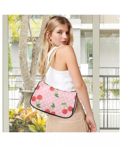 Cherry Fruit Heart Shoulder Bags for Women Small Handbags Mini Clutch Purse $14.40 Clutches