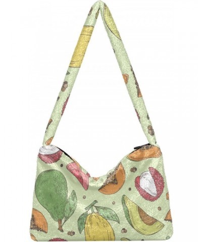 Avocado Guava Papaya Shoulder Tote Bags for Women Furry Crossbody bag Hobo Handbag Purses for Work Travel College $11.75 Totes