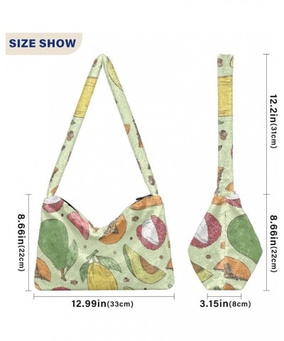 Avocado Guava Papaya Shoulder Tote Bags for Women Furry Crossbody bag Hobo Handbag Purses for Work Travel College $11.75 Totes