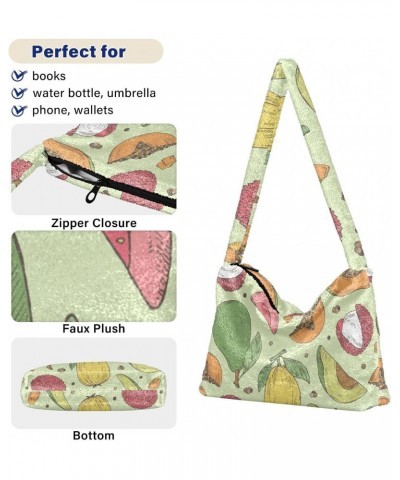 Avocado Guava Papaya Shoulder Tote Bags for Women Furry Crossbody bag Hobo Handbag Purses for Work Travel College $11.75 Totes