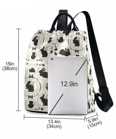 Rabbit and Teapot Women Backpack Purse Anti-theft Travel Backpack Fashion Shoulder Handbag $20.00 Backpacks