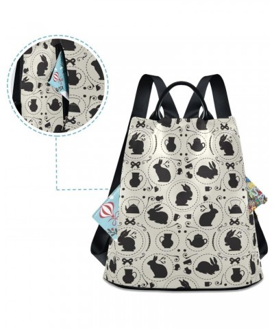 Rabbit and Teapot Women Backpack Purse Anti-theft Travel Backpack Fashion Shoulder Handbag $20.00 Backpacks