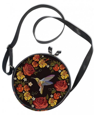 Round Crossbody Bag for Women Small Purse Fashion Circle Handbag Shoulder Bag Hummingbird $11.96 Crossbody Bags