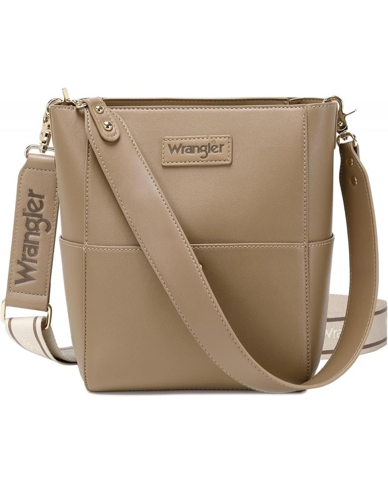 Wrangler Bucket Handbags for Women Crossbody Shoulder Purse with Organizer Insert Starfish Khaki $20.70 Totes