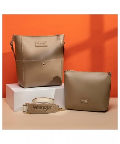 Wrangler Bucket Handbags for Women Crossbody Shoulder Purse with Organizer Insert Starfish Khaki $20.70 Totes