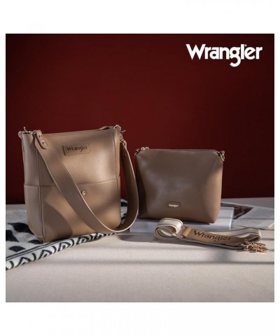 Wrangler Bucket Handbags for Women Crossbody Shoulder Purse with Organizer Insert Starfish Khaki $20.70 Totes