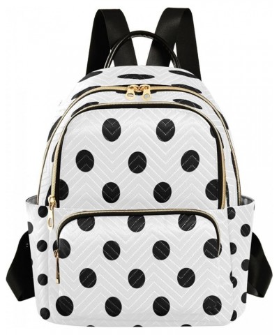 Black Polka Dot White Women Backpack Purse Ladies Fashion Shoulder Bag Daypack Travel Bag 7.5L Small $13.95 Backpacks