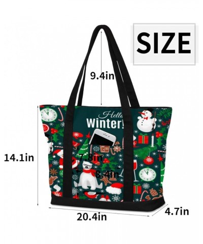 Tote Bag for Women Canvas Shoulder Bag Large Casual Handbag Lightweight Tote Bag with Zipper for Work Travel Shopping Merry C...