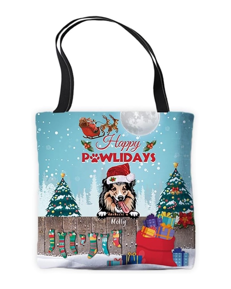 Shar Pei Dog Tote Bag Christmas Holiday Gift Happy Pawliday Shoulder Handbag Shetland Shepdog $10.99 Totes