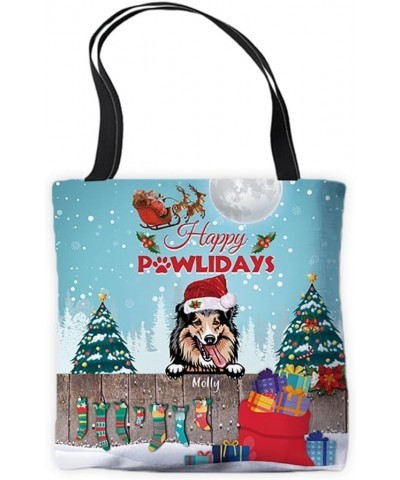 Shar Pei Dog Tote Bag Christmas Holiday Gift Happy Pawliday Shoulder Handbag Shetland Shepdog $10.99 Totes