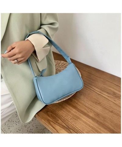 Suillty Women Vintage Underarm Shoulder Bag PU Leather Small Tote Wallet Handbag Clutch Purse Blue $10.25 Shoulder Bags