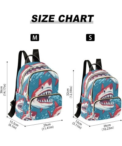 Red Shark Fish Blue Women Backpack Purse Ladies Fashion Shoulder Bag Daypack Travel Bag 7.5L Small $12.71 Backpacks