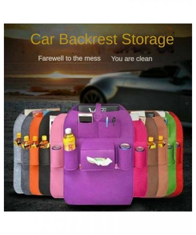 Solid Color Felt Back Seat Car Storage Organizer with Car Tissue Holder Mobile Phone Pockets and Bottle Holder Car Accessorie...