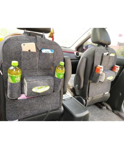 Solid Color Felt Back Seat Car Storage Organizer with Car Tissue Holder Mobile Phone Pockets and Bottle Holder Car Accessorie...