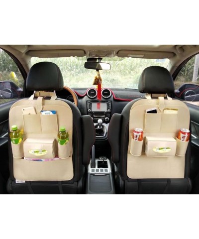 Solid Color Felt Back Seat Car Storage Organizer with Car Tissue Holder Mobile Phone Pockets and Bottle Holder Car Accessorie...