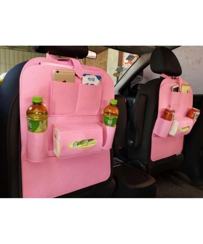 Solid Color Felt Back Seat Car Storage Organizer with Car Tissue Holder Mobile Phone Pockets and Bottle Holder Car Accessorie...