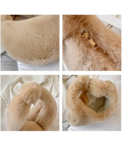 Plush Underarm Bag, Ladies Fluffy Wrist Bag,Purse Fluffy Tote Bag for Autumn and Winter Yellow $8.31 Totes