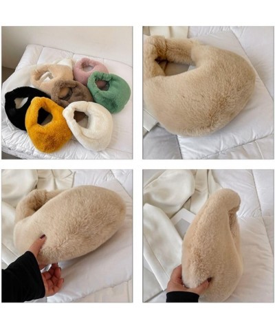 Plush Underarm Bag, Ladies Fluffy Wrist Bag,Purse Fluffy Tote Bag for Autumn and Winter Yellow $8.31 Totes