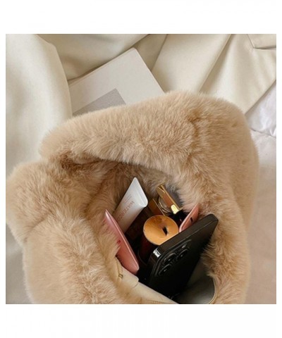 Plush Underarm Bag, Ladies Fluffy Wrist Bag,Purse Fluffy Tote Bag for Autumn and Winter Yellow $8.31 Totes