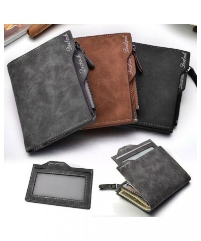 Mens Leather Business Soft Wallet Coins Pocket Credit Card Holder Purse with Zip (Color : Coffee) Gray $36.08 Wallets