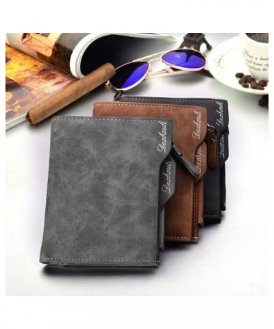 Mens Leather Business Soft Wallet Coins Pocket Credit Card Holder Purse with Zip (Color : Coffee) Gray $36.08 Wallets