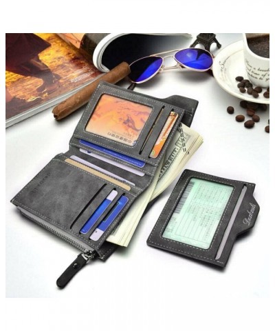 Mens Leather Business Soft Wallet Coins Pocket Credit Card Holder Purse with Zip (Color : Coffee) Gray $36.08 Wallets