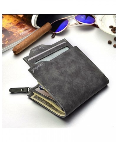 Mens Leather Business Soft Wallet Coins Pocket Credit Card Holder Purse with Zip (Color : Coffee) Gray $36.08 Wallets