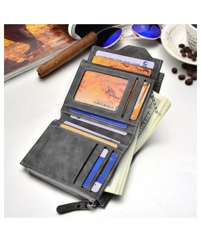 Mens Leather Business Soft Wallet Coins Pocket Credit Card Holder Purse with Zip (Color : Coffee) Gray $36.08 Wallets