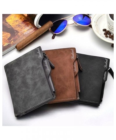 Mens Leather Business Soft Wallet Coins Pocket Credit Card Holder Purse with Zip (Color : Coffee) Gray $36.08 Wallets