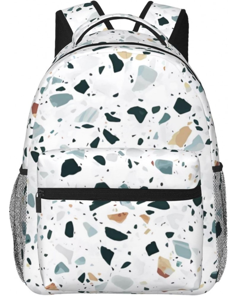 Terrazzo Marble Pastel Stylish And Lightweight Backpack,Comfortable To Carry,Multi-Pocket Design,23l Capacity,Easily Meet You...