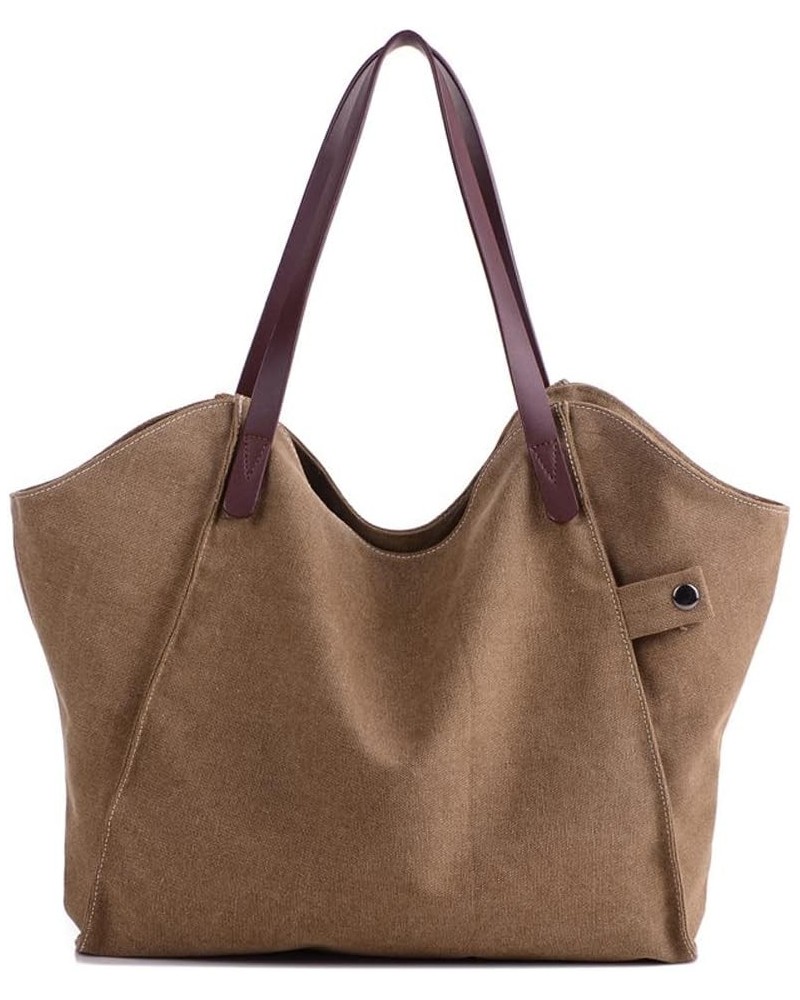 Women's Cloth Tote Bag Canvas Shoulder Bag Top Handle Handbag Travel Satchel Purse Large Capcity Crossbody Bag Coffee $39.20 ...