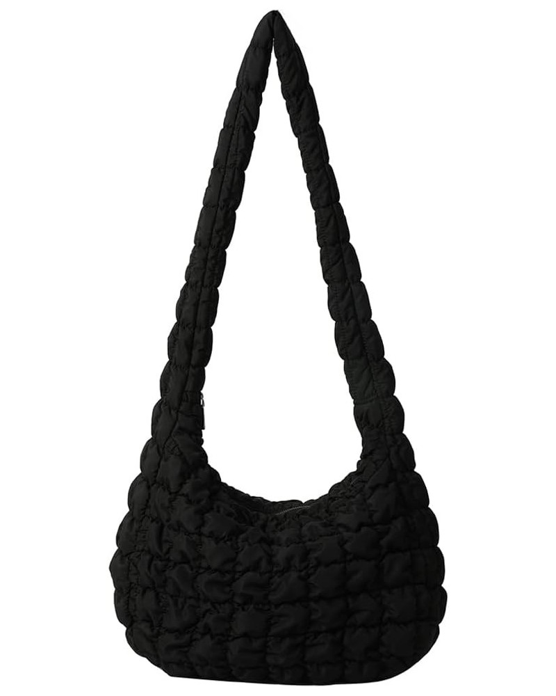 Quilted Bag Puffer Tote Bag for Women Quilted Hobo Bag Puffy Bag Lightweight Quilted Padding Shoulder Bag Black $15.39 Totes