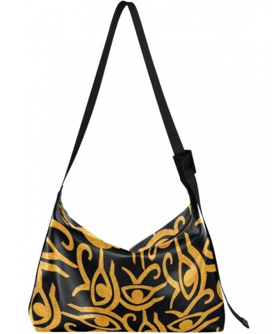 Unisex Shoulder Bag Crossbody Handbag Golden-horus-eye-egyptian Women Casual Hobo Bag Lightweight PU Leather Tote $19.74 Cros...