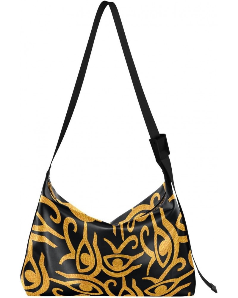 Unisex Shoulder Bag Crossbody Handbag Golden-horus-eye-egyptian Women Casual Hobo Bag Lightweight PU Leather Tote $19.74 Cros...