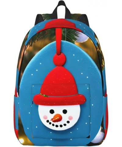 Christmas Carton Snowman Print Casual Double Shoulder Daypack,Anti-Theft Travel Canvas Backpack For Men And Women Black Small...