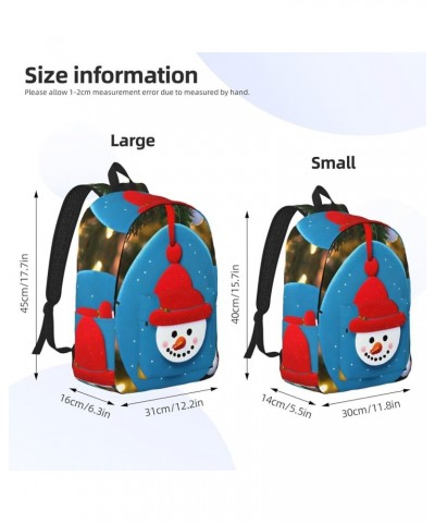 Christmas Carton Snowman Print Casual Double Shoulder Daypack,Anti-Theft Travel Canvas Backpack For Men And Women Black Small...