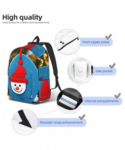 Christmas Carton Snowman Print Casual Double Shoulder Daypack,Anti-Theft Travel Canvas Backpack For Men And Women Black Small...