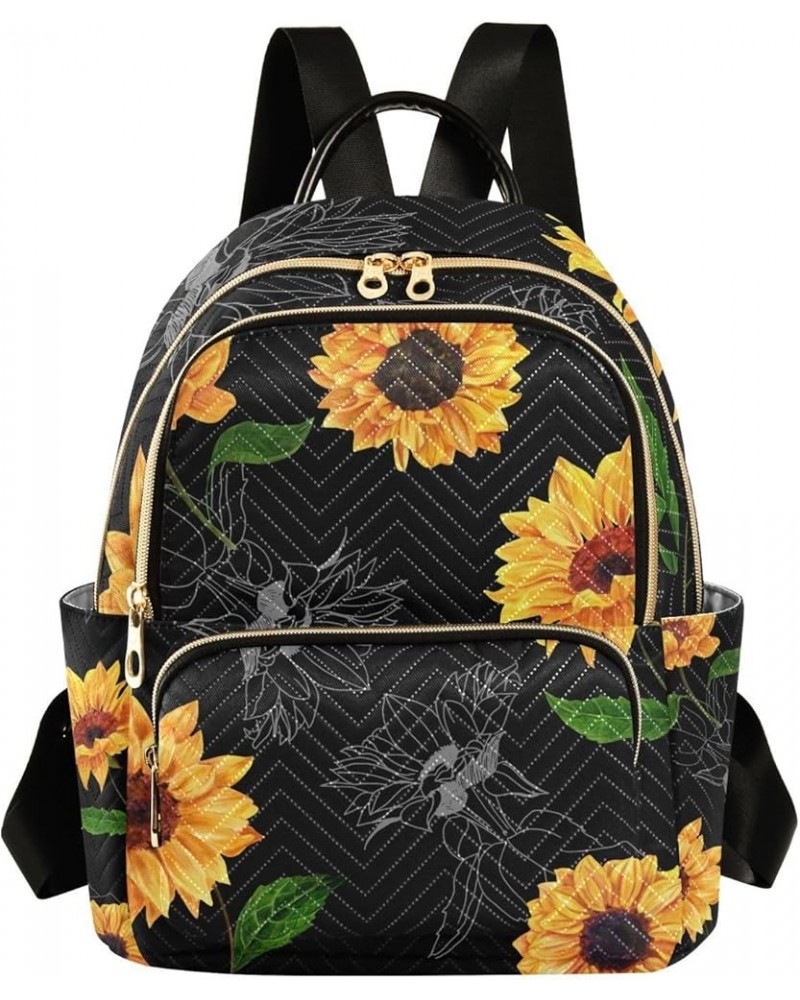 Women Backpack Golden Grey Sunflower Bloom Anti-Theft Travel Backpack with Luggage Belt Lightweight Handbag Lady Purse Roomy ...