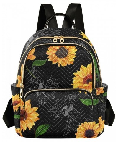 Women Backpack Golden Grey Sunflower Bloom Anti-Theft Travel Backpack with Luggage Belt Lightweight Handbag Lady Purse Roomy ...