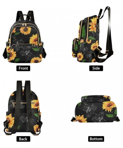 Women Backpack Golden Grey Sunflower Bloom Anti-Theft Travel Backpack with Luggage Belt Lightweight Handbag Lady Purse Roomy ...