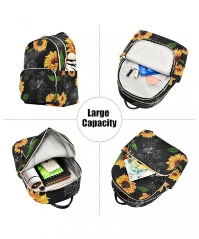 Women Backpack Golden Grey Sunflower Bloom Anti-Theft Travel Backpack with Luggage Belt Lightweight Handbag Lady Purse Roomy ...