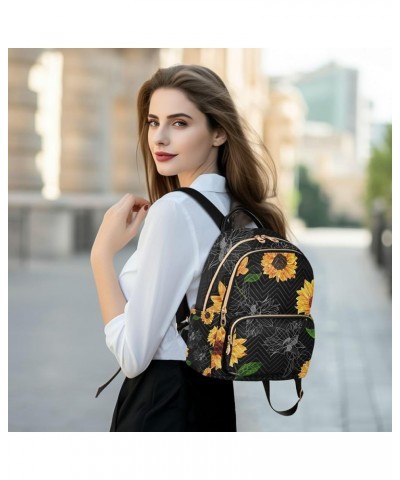 Women Backpack Golden Grey Sunflower Bloom Anti-Theft Travel Backpack with Luggage Belt Lightweight Handbag Lady Purse Roomy ...