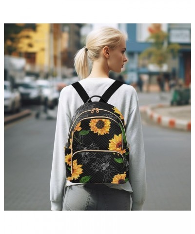 Women Backpack Golden Grey Sunflower Bloom Anti-Theft Travel Backpack with Luggage Belt Lightweight Handbag Lady Purse Roomy ...