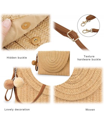 Straw Shoulder Bag Straw Crossbody Bag Straw Clutch Straw Shoulder Bag Casual Beach Straw Handmade Bag for Women Khaki $8.40 ...