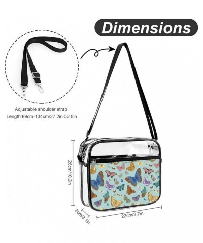 Colorful Butterflies Clear Crossbody Shoulder Purse Bag for Men Women, Stadium Clear Messenger Bag Style $11.25 Crossbody Bags